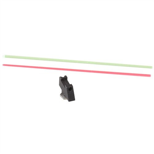 FIBER OPTIC FRONT SIGHTS for GLOCK® offer fast target acquisition with interchangeable red/green fiber optic rods, fitting factory dovetails with minimal adjustment.
