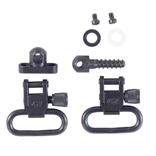 GROVTEC US SHOTGUN SLING SWIVEL SETS feature all-steel construction, quick-detach functionality, and a low-profile mounting bracket for reliable performance.
