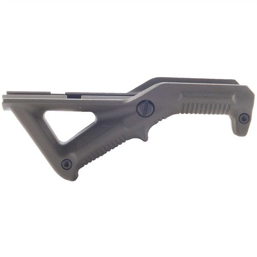 Magpul AFG1 Angled Fore Grip enhances control and minimizes fatigue with ergonomic design, fits Picatinny rails, and offers customizable grip surfaces.