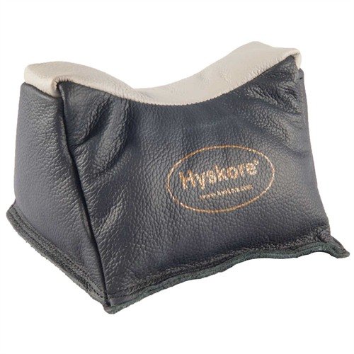 HYSKORE Leather Rest Bags offer durable, double-stitched top grain cowhide, non-slip suede bottom, and customizable fill options for optimal shooting support.