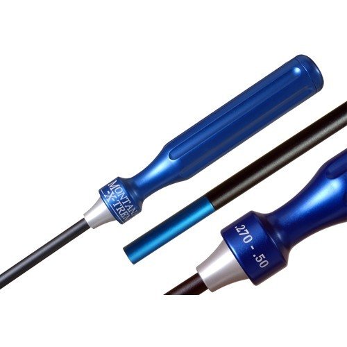 1-Piece coated rifle cleaning rods ensure no bending while cleaning, feature a slim aluminum handle for control, and color-coded ends for easy caliber selection.