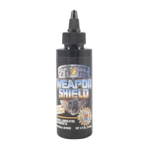 Weapon Shield CLP Oil cleans fouling, minimizes wear, fights corrosion, and improves bullet movement with Advanced Boundary Film technology for reliable performance.
