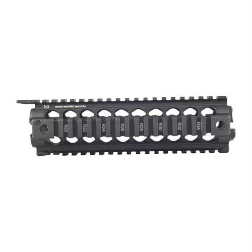 AR-15/M16 MID-LENGTH HANDGUARD offers a monolithic top rail, piston compatibility, 28 Picatinny slots, and anti-rotation QD sockets for versatile mounting options.