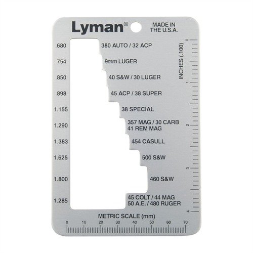 Lyman's Pistol & Revolver E-Zee Case Gauge measures and sorts case lengths of 18 popular cartridges, ensuring accuracy and safety before reloading.