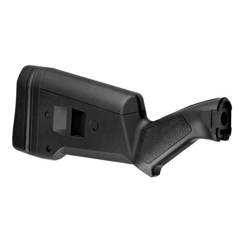 The SGA Ambidextrous Buttstock for Remington 870 offers adjustable length of pull, improved grip ergonomics, recoil reduction, and is available in multiple colors.