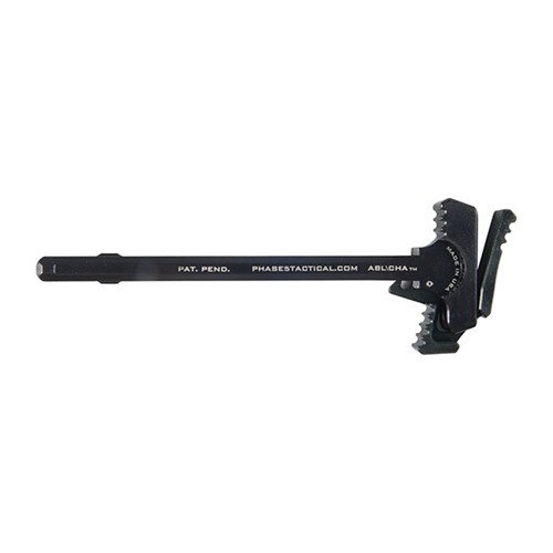 Ambidextrous AR-15 charging handle for easy one-handed operation, durable 6061-T6 aluminum, shock-absorbing spring, and grooved surfaces for better grip.