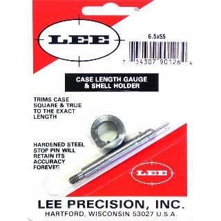 Lee Case Length Gauge for 6.5x55 Swede offers precision trimming and squaring of case mouths, ensuring consistent reloads when used with Cutter and Lock Stud.