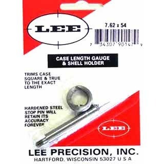 Lee Case Length Gauge for 7.62x54R ensures precision trimming and squaring of case mouths, compatible with Cutter and Lock Stud for optimal performance.