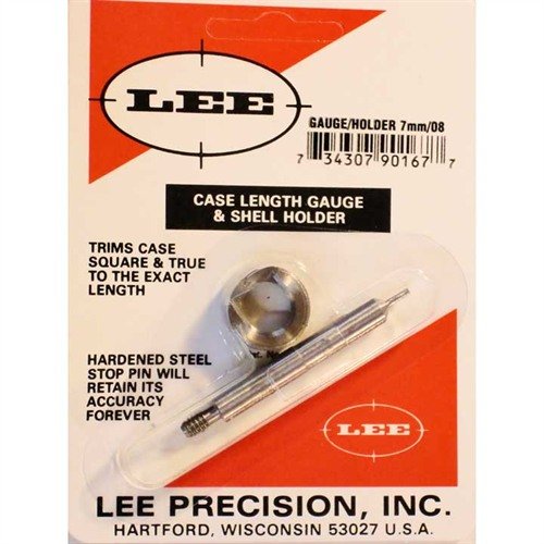 Lee Case Length Gauge for 7MM-08 allows precise trimming and squaring of case mouths, ensuring accuracy when reloading. Compatible with Cutter and Lock Stud.