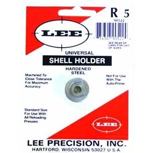 Lee Universal Shellholder #5 fits most reloading presses for efficient case handling, ensuring versatility and reliability in your reloading process.