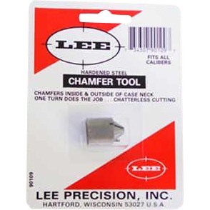LEE Chamfer Tool efficiently chamfers and deburs case necks, removes crimp from primer pockets, and is made of hardened steel for fast, chatter-free cutting.