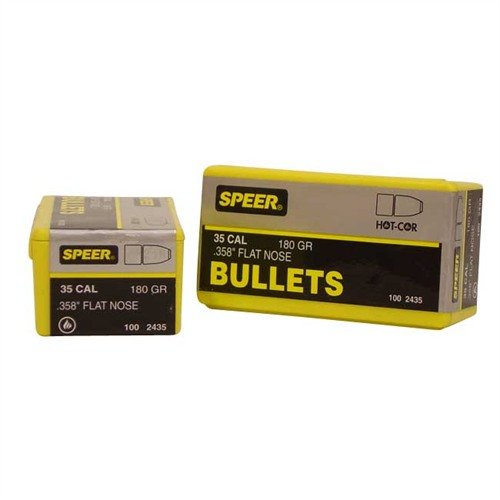Hot-Cor 35 Caliber 180gr Soft Point Flat Nose Bullets offer consistent performance and superb accuracy, thanks to their void-free lead core and pre-formed jacket.