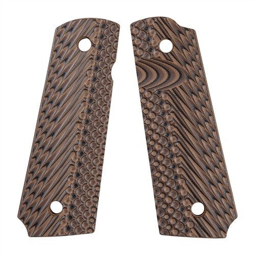 VZ OPERATOR II G10 GRIPS in Hyena Brown offer superior grip and durability, featuring CNC machined texturing for enhanced control in any condition.