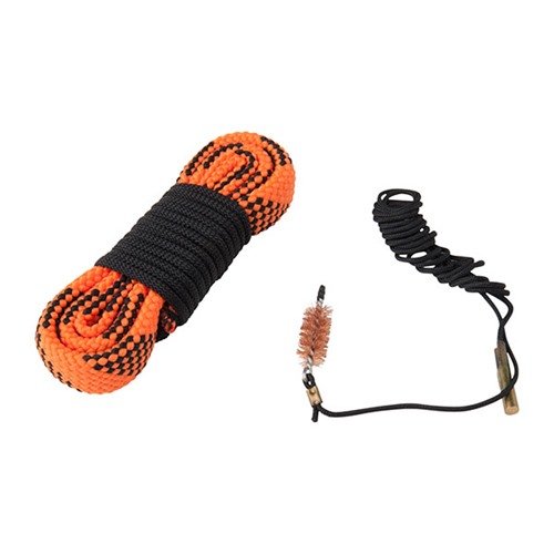 KNOCKOUT 2-PASS GUN ROPE CLEANERS offer a quick and easy cleaning solution with a brush, feed line, and washable rope, available for 12GA, 9MM, and 30CAL.