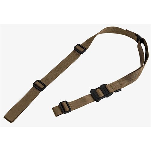 The MS1 Sling offers rapid adjustments, modularity, and a low-profile design for versatile two-point or one-point use, made with durable materials in Coyote.