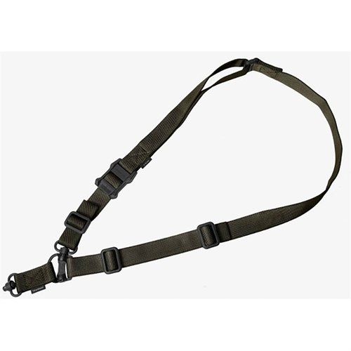 MS4 GEN2 DUAL QD SLING od MAGPUL nabízí flexibilní přepínání mezi jednopointovým a dvoupontovým použitím s Push-Button QD Sling Swivels pro snadné upevnění.