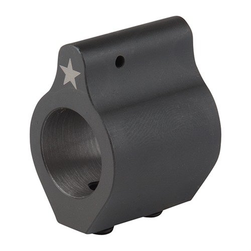 BCM low-profile gas block fits AR-15/M16 barrels, made from high-quality steel, with a phosphate finish for durability and set screws for secure mounting.
