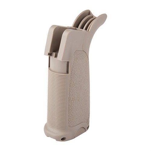 Ergonomically designed AR-15 MOD-2 GUNFIGHTER GRIP offers improved control, customizable backstraps, and a handy storage compartment for small items.