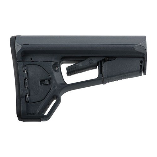 Magpul's ACS-L stock offers a lightweight, extra-slim design for enhanced maneuverability, secure cheekweld, and a friction locking system to prevent wobble.