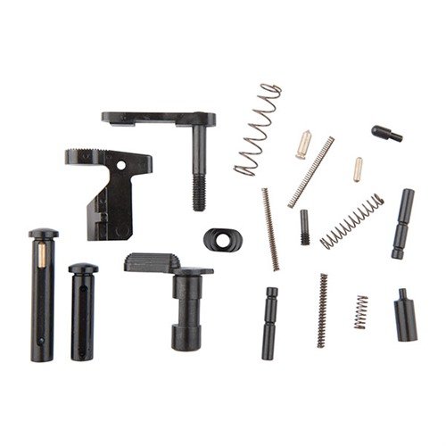 CMMG's 308 AR Lower Gunbuilder's Parts Kit features LR308 takedown pins, improved bolt catch, and essential components for reliable firearm assembly.