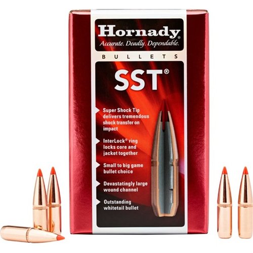 Hornady SST 8mm Bullets offer ultra-flat trajectories, rapid expansion, surgical accuracy, and deep penetration with their heavy construction and InterLock feature.