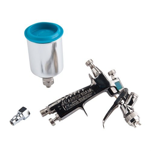 The BABY SERIES SPRAY GUN by CERAKOTE offers precise control, low air consumption, and a versatile gravity cup for smooth, high-viscosity paint application.