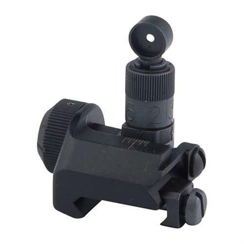 KAC 600 Meter Micro Rear Sight offers precision with finger-adjustable settings, low profile for Picatinny rails, and reliable zeroing for 5.56x45mm NATO cartridges.