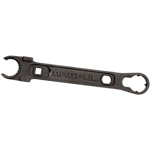 Magpul AR-15/M16 Armorer's Wrench offers durability, compatibility with barrel nuts and flash hiders, integrated hammer faces, and a convenient bottle opener.