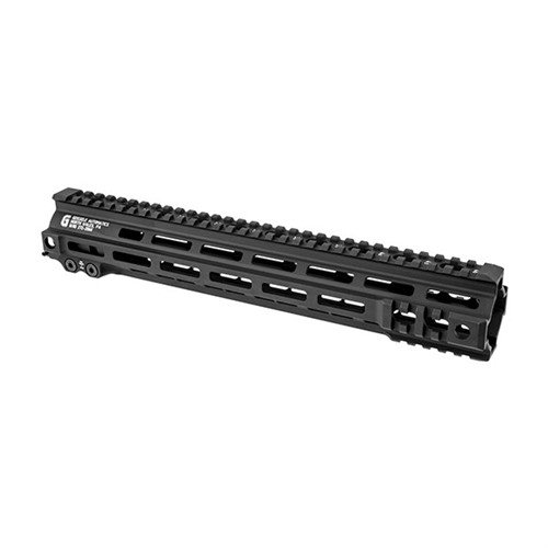 Ultra-lightweight Geissele MK4 M-LOK rail features integrated M1913 sections, maximum heat dissipation, and modularity for versatile accessory attachment.