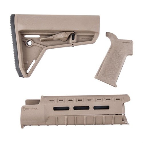 Upgrade your AR-15 with Magpul's MOE-SL furniture set, featuring a sleek buttstock, modular M-LOK hand guard, and ergonomic grip for enhanced control.