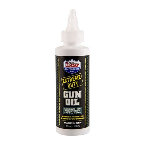 Lucas Extreme Duty Gun Oil offers superior heat resistance, rust protection, and easy clean-up for all firearms, ensuring reliability in extreme conditions.