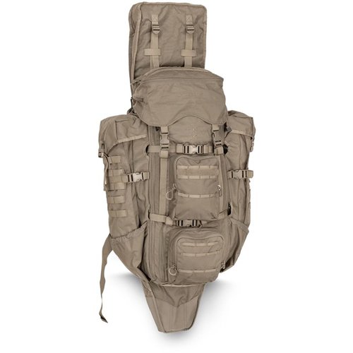Eberlestock G4 Operator Pack offers 4,100 cubic inches of storage, fold-away rifle scabbard, and Intex II frame for stability, ideal for elite snipers.