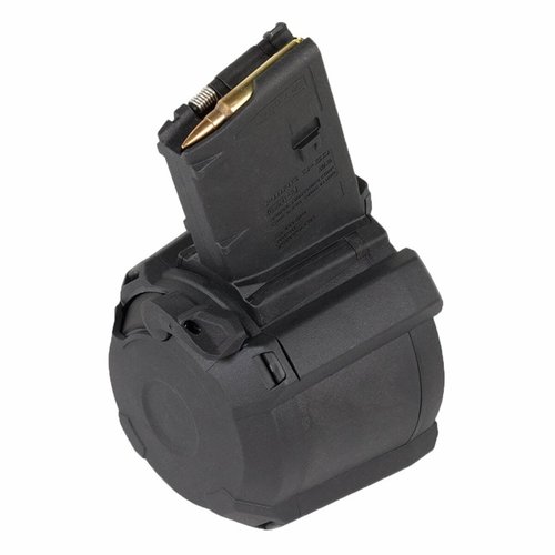 PMAG D-60 offers 60 rounds of reliable 5.56/.223 capacity in a lightweight polymer design, perfect for AR-15/M4 with easy storage and marking features.