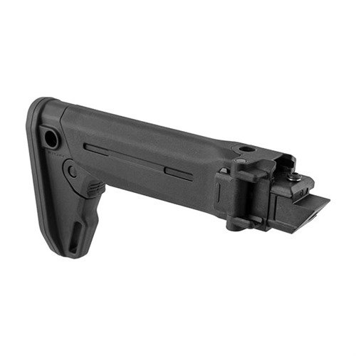 Magpul Zhukov-S Stock offers a folding, collapsible design with QD sling mounts, 5-position telescoping, and shock-absorbing butt-pad for modern AKs.