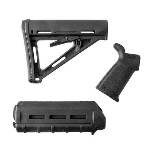 Upgrade your AR-15 with the Magpul MOE Furniture Set, featuring a Mil-Spec stock, carbine forend, and grip in multiple colors for enhanced performance.
