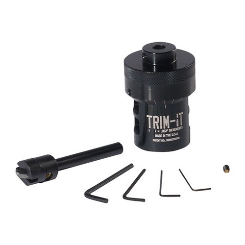 TRIM-IT II makes case trimming fast and easy with a 3-way cutter, carbide blade, and built-in micrometer for precise cut-length control. Interchangeable dies available.