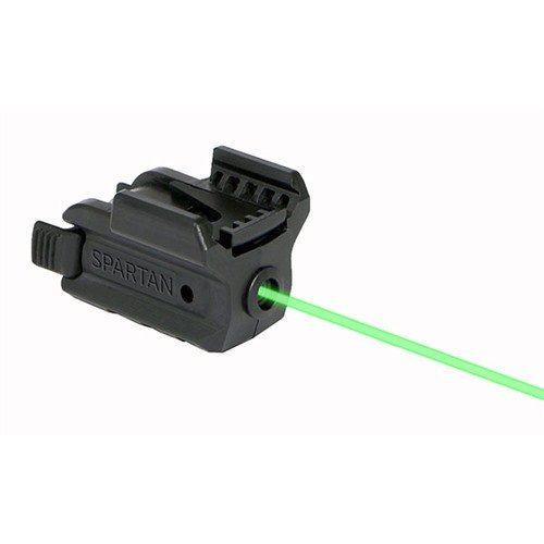 SPARTAN RAIL MOUNTED LASER - GREEN offers easy mounting, ambidextrous activation, adjustable positioning, and user programmable beams for ultimate versatility.