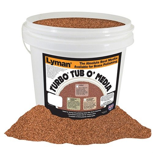 Lyman TURBO CASE CLEANING MEDIA effectively cleans and polishes dirty cases in hours, ensuring they are ready for reloading with a professional finish.