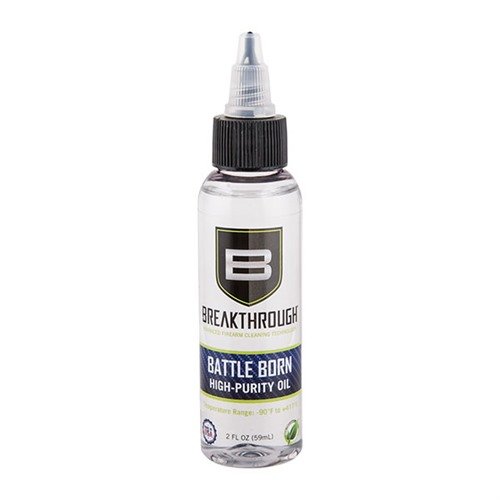 BATTLE BORN HIGH PURITY OIL offers ultra-pure lubrication, extreme temperature resistance, and protection against corrosion, ensuring your firearm runs smoothly.