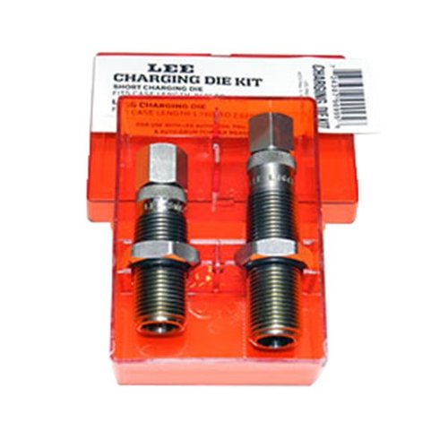 Lee Rifle Charging Die efficiently charges small capacity rifle cases with Auto Disk Powder Measures, compatible with .22 caliber to .308 Win, without expanding case mouths.