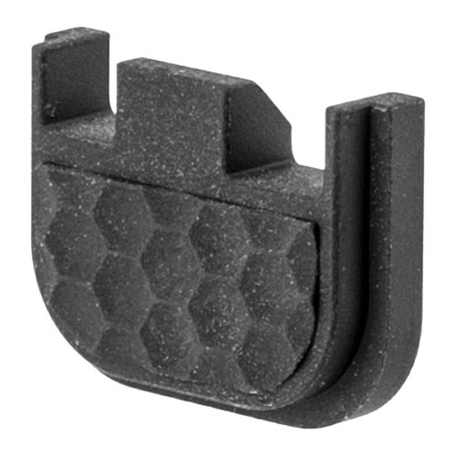 ZEV Technologies™ stylized Aluminum Backplate in black anodized finish enhances your Glock® slide with durability, style, and easy installation.