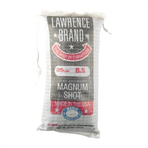 LAWRENCE BRAND SHOT #8.5 delivers tight patterns and deep penetration, made from high-antimony alloy for hardness, with a graphite coating for smooth flow.