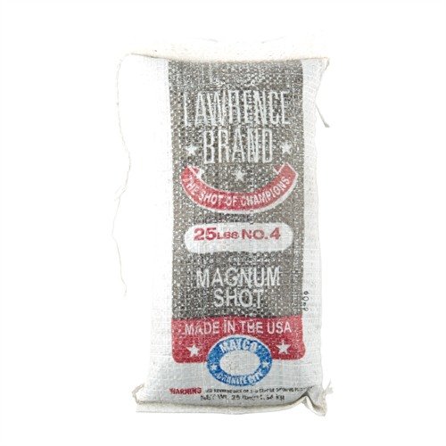 LAWRENCE BRAND SHOT #4 Magnum Lead Shot offers tight patterns, deep penetration, and smooth flow through reloaders, made from a high-antimony alloy for durability.