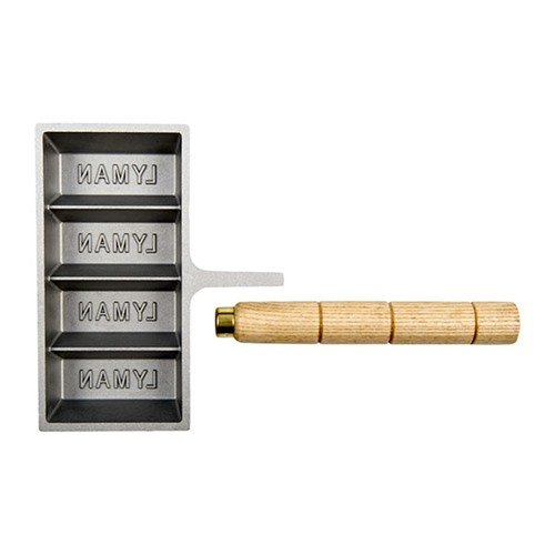 Lyman ingot mould forms four 1 lb ingots, ideal for melting scrap lead or blending alloys, with 30° draft for easy ejection and efficient stacking.