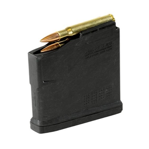 PMAG 5 AC L is a durable polymer magazine for .300 Win Mag, compatible with AICS bottom metal, featuring a self-lubricating follower and impact-resistant design.