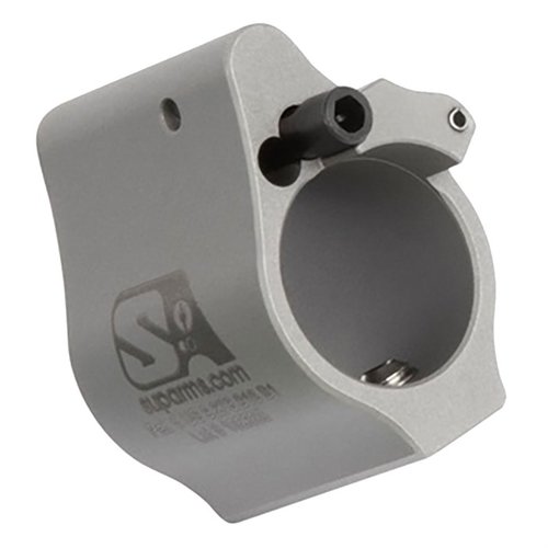 Superlative Arms AR-15 Solid Adjustable Gas Block features patented bleed-off design for cleaner operation, reduced recoil, and easy gas flow adjustment.