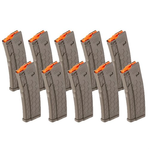 Hexmag AR-15 30-round magazines offer a superior grip, anti-tilt follower, tool-free cleaning, and lightweight polymer construction for reliable performance.