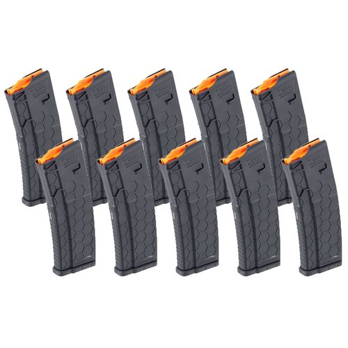 HEXMAG AR-15 30-Round Magazines feature a superior grip, anti-tilt follower, tool-free design, and lightweight polymer construction for reliable performance.