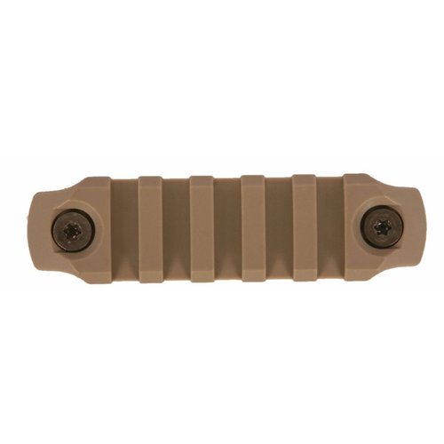 KEYMOD Picatinny rail sections in Flat Dark Earth are lightweight, snag-resistant, and fit all KeyMod surfaces, ensuring secure mounting with corrosion-resistant hardware.