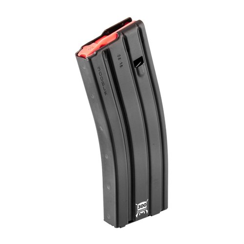 AR-15 300 Blackout magazines by D&H Industries feature a durable aluminum body and a red follower, available in 10, 20, or 30 rounds for reliable performance.
